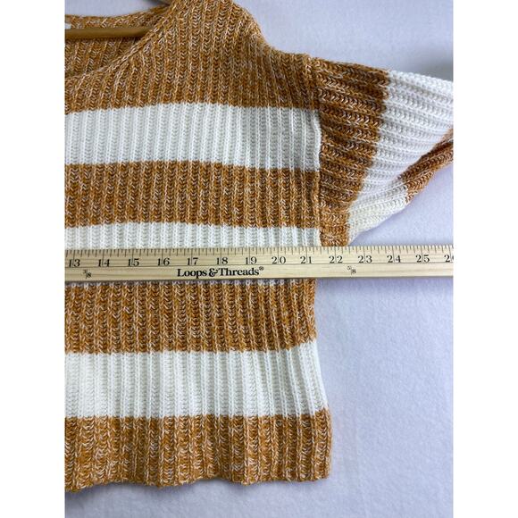 American Eagle Oversize Crop Sweater - Orange & White Striped, XS - Picture 7 of 9